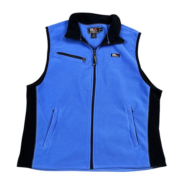RLX Ralph Lauren Polo Sport Full Fleece Vest Mens XL Zip Blue Black  Golfing - Picture 1 of 5